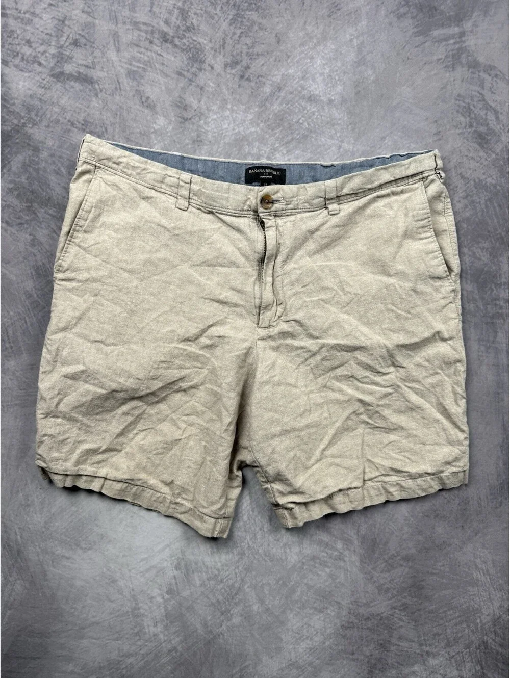 Banana Republic Shorts Mens 38 Beig Linen Cotton Aiden Lightweight Casual Summer